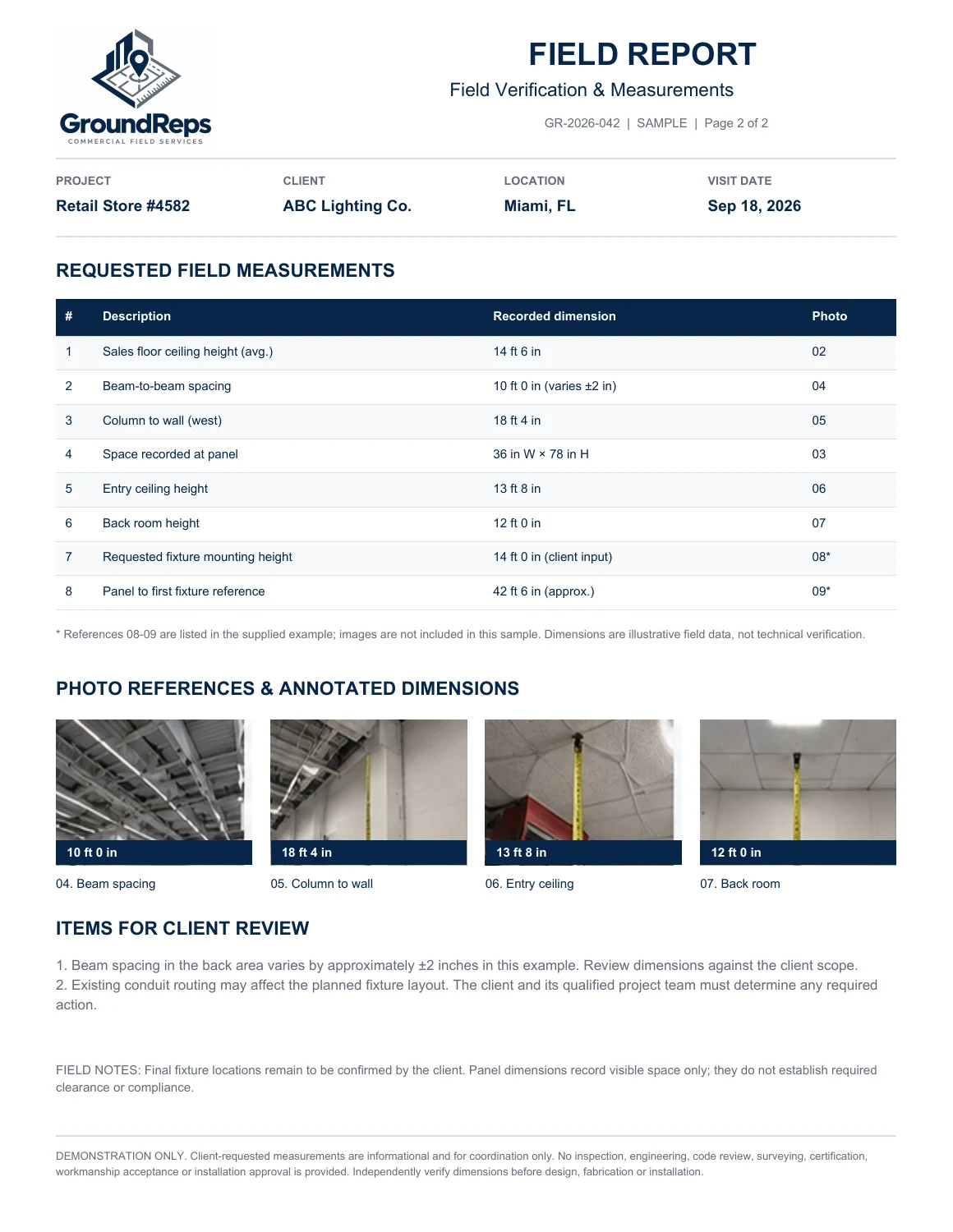 Field Verification & Measurements, page 2 of 2. Full text follows below.